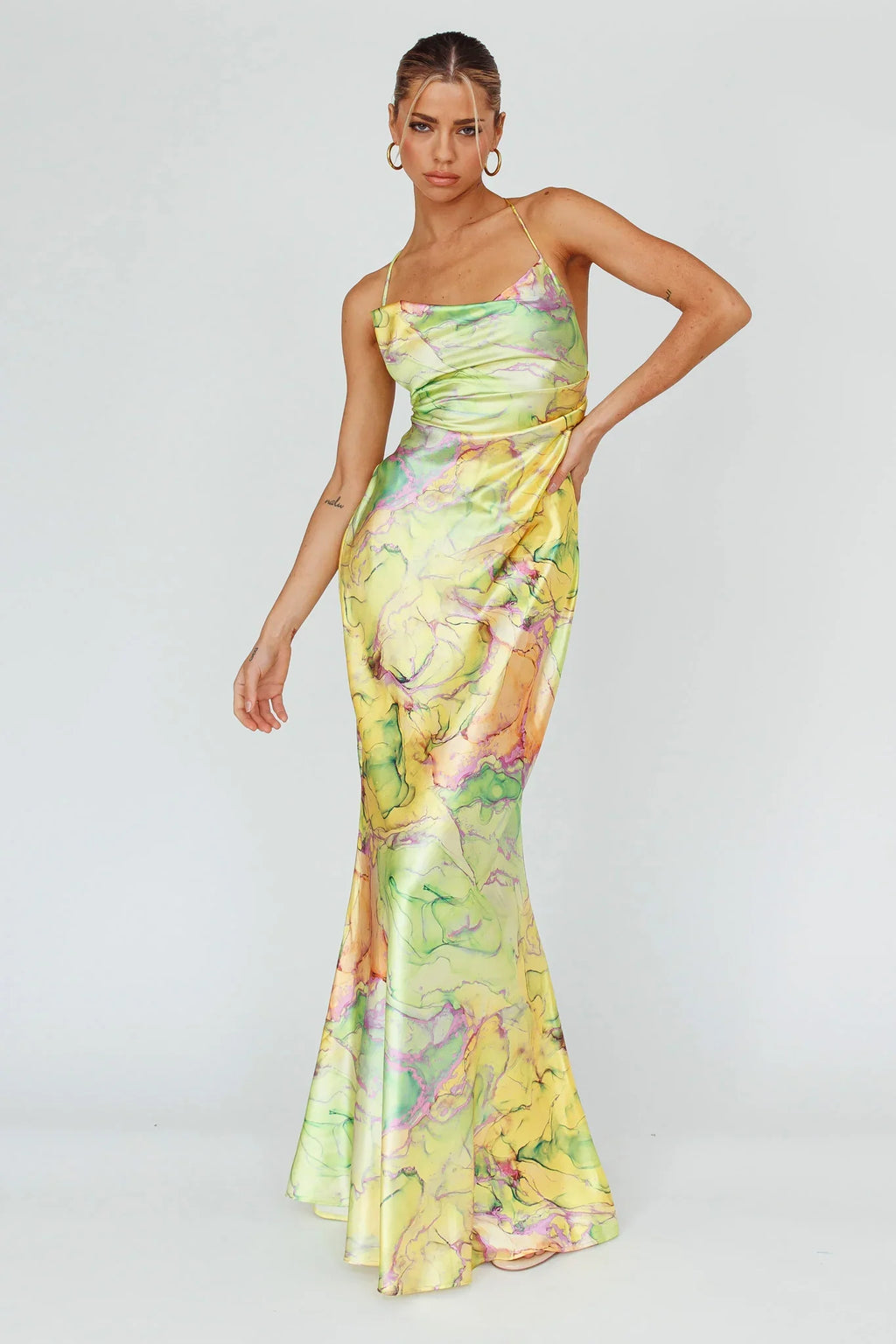 Bailey Strappy Chain Back Maxi Dress Lime