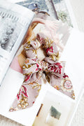 Bow Scrunchie Vintage Floral Purple