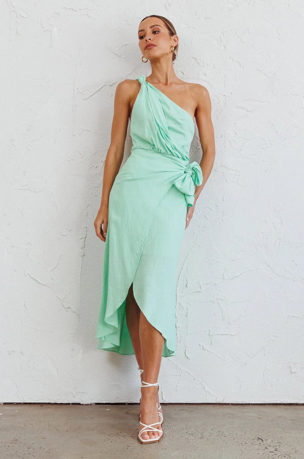 Island Time One-Shoulder Midi Dress Mint