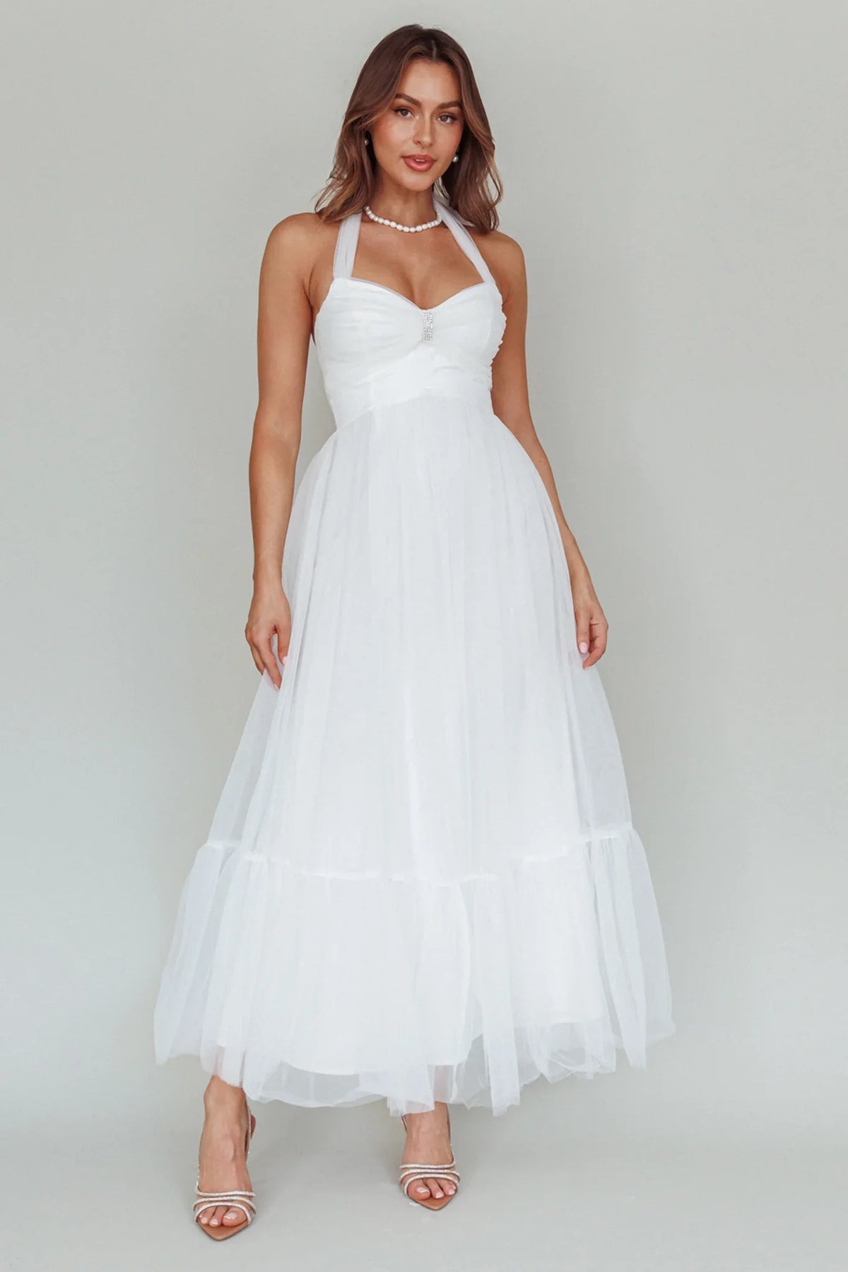 Alegria Tulle Maxi Dress White
