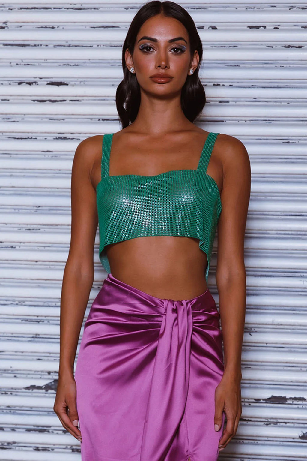 Enya Chainmail Mesh Top Green
