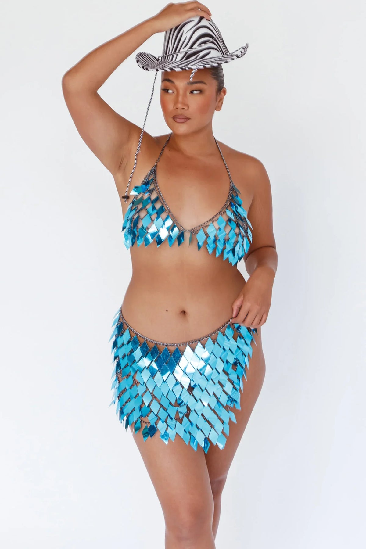 River Festival Shiny Sequins 2 Piece Set Blue