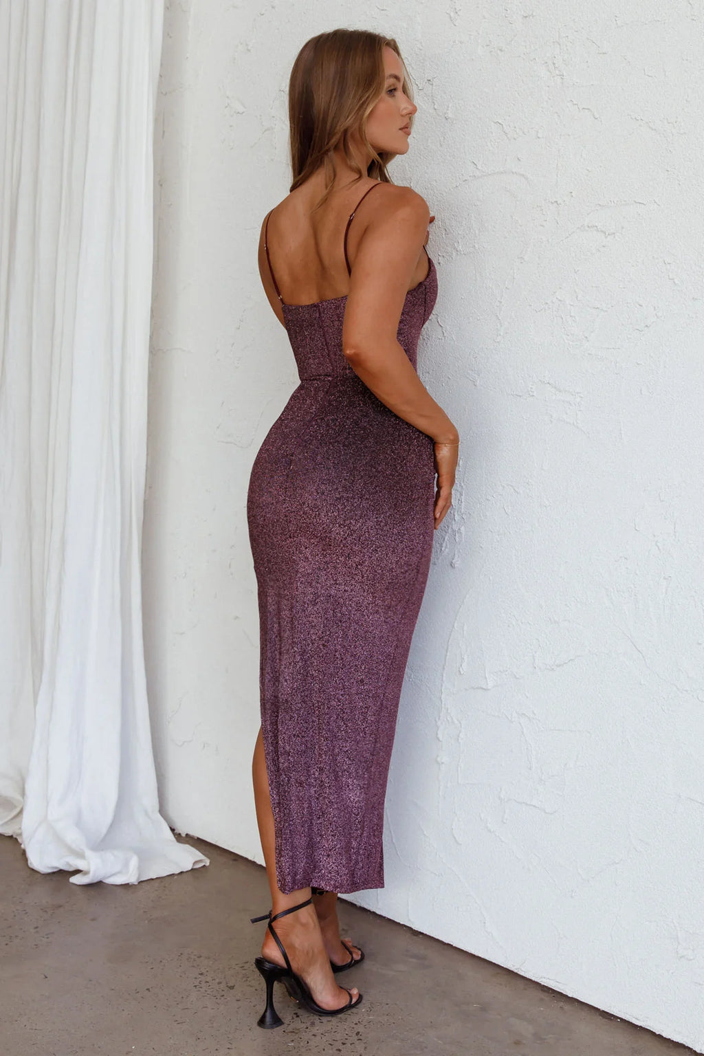 Silver Screen Queen Thigh Split Maxi Dress Purple