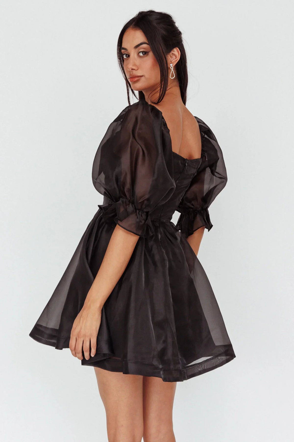 I've Got Sunshine Puff Sleeve Mini Dress Black