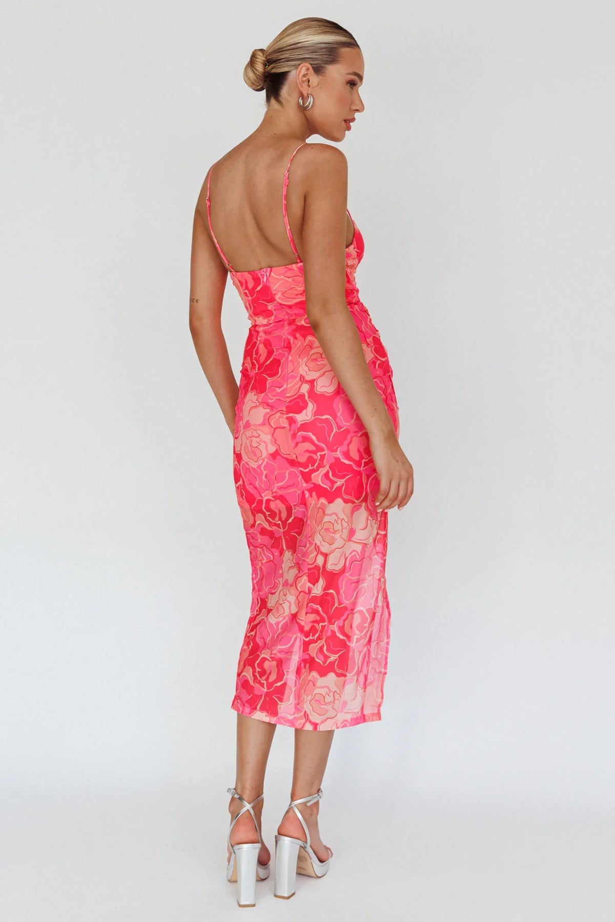 Westwood Split Front Maxi Dress Floral Pink