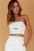 Lyrics Keyhole Crop Top White