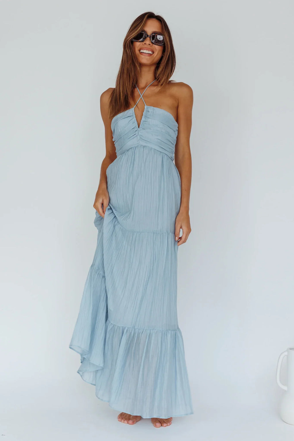 Asiah Halterneck Maxi Dress Ice Blue