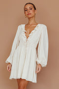Carnivale Balloon Sleeve Ruffle Mini Dress Oat