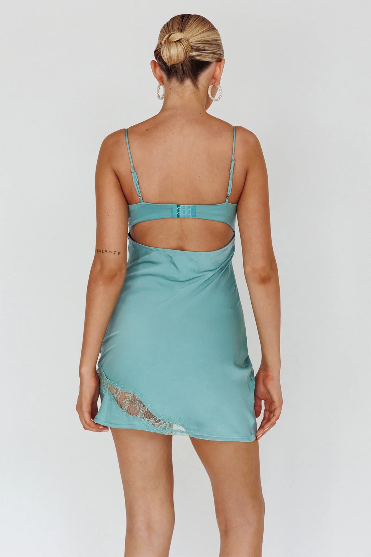 Sweet Talker Lace Trim Mini Dress Aqua