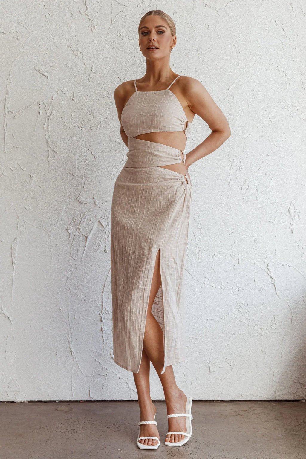 Virgin Islands Cut-Out Midi Dress Sand