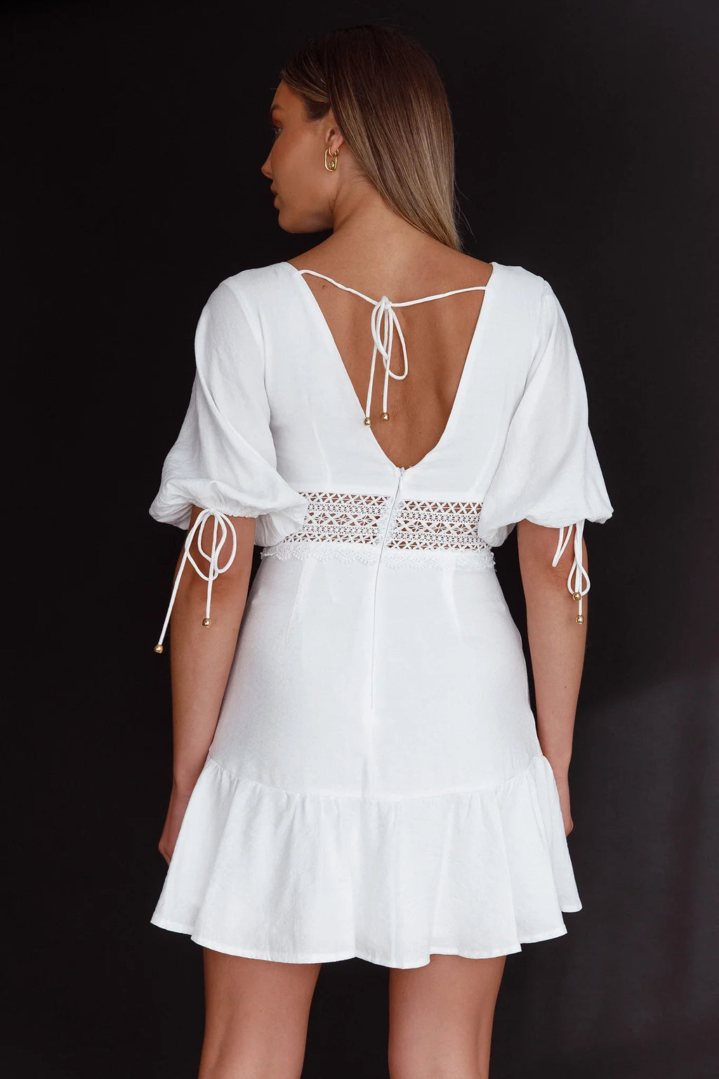 Vista Embroidery Trim Mini Dress White
