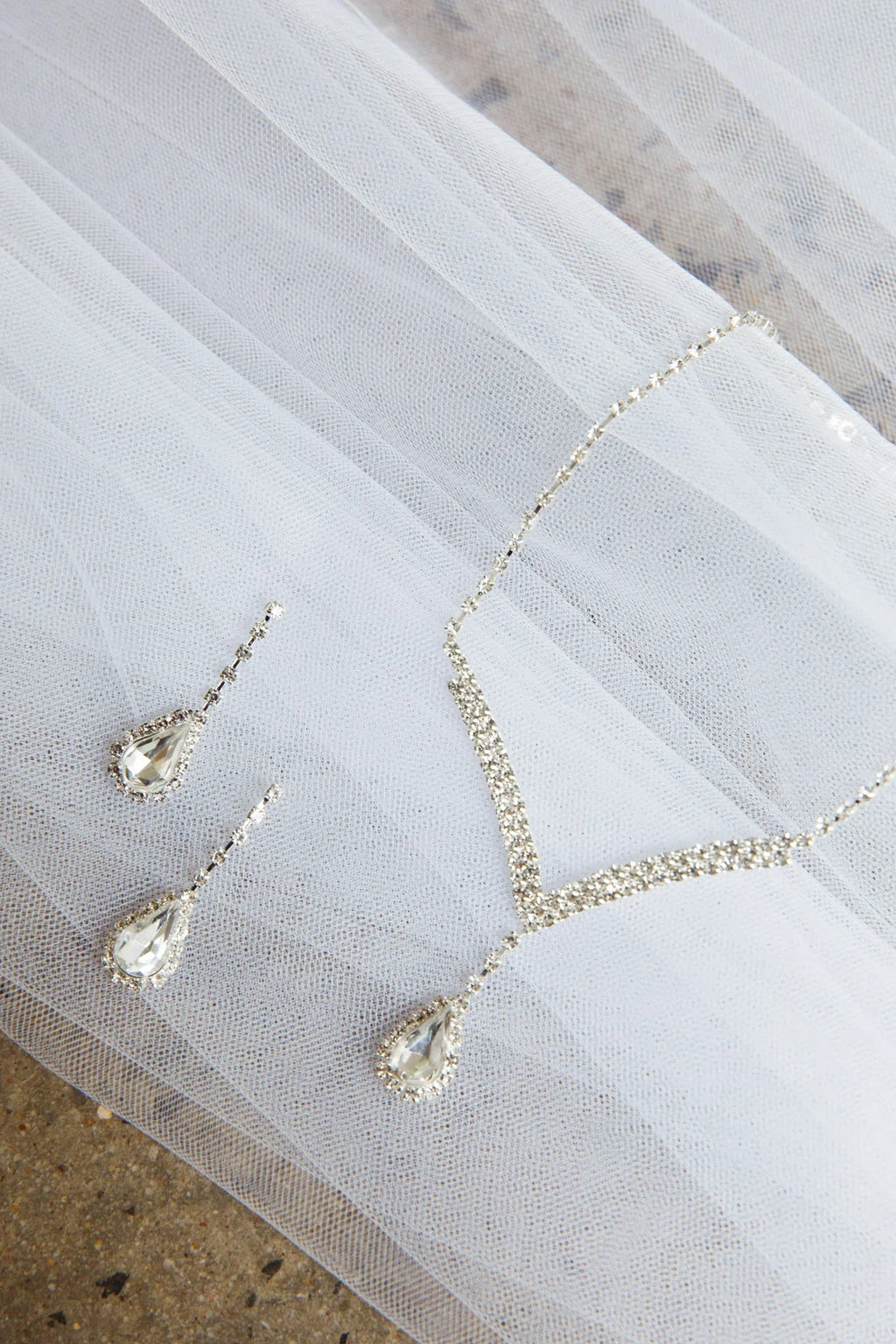 Melissa Diamante Necklace and Earrings Set Silver