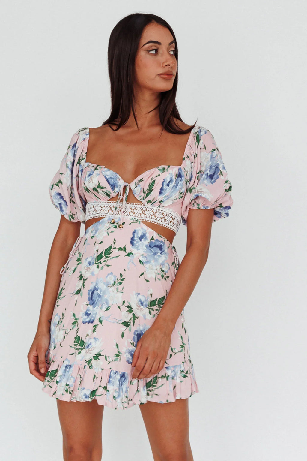 Sweet Romance Cut-Out Mini Dress Pink