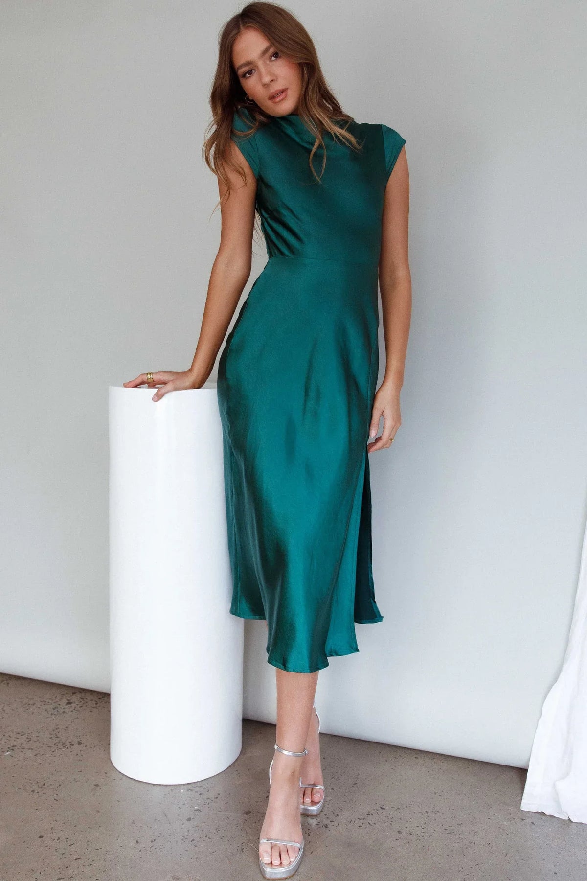 Lucinda Twist Back Midi Dress Jade