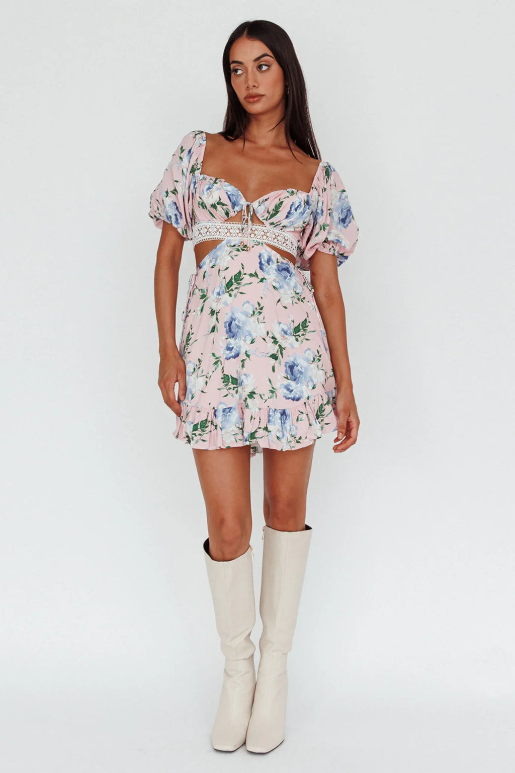 Sweet Romance Cut-Out Mini Dress Pink