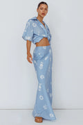 Light Aura Maxi Skirt Print Blue White