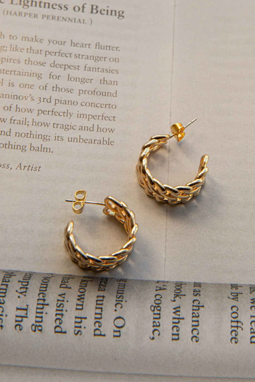 Damian Open Chain Hoop Earrings Gold