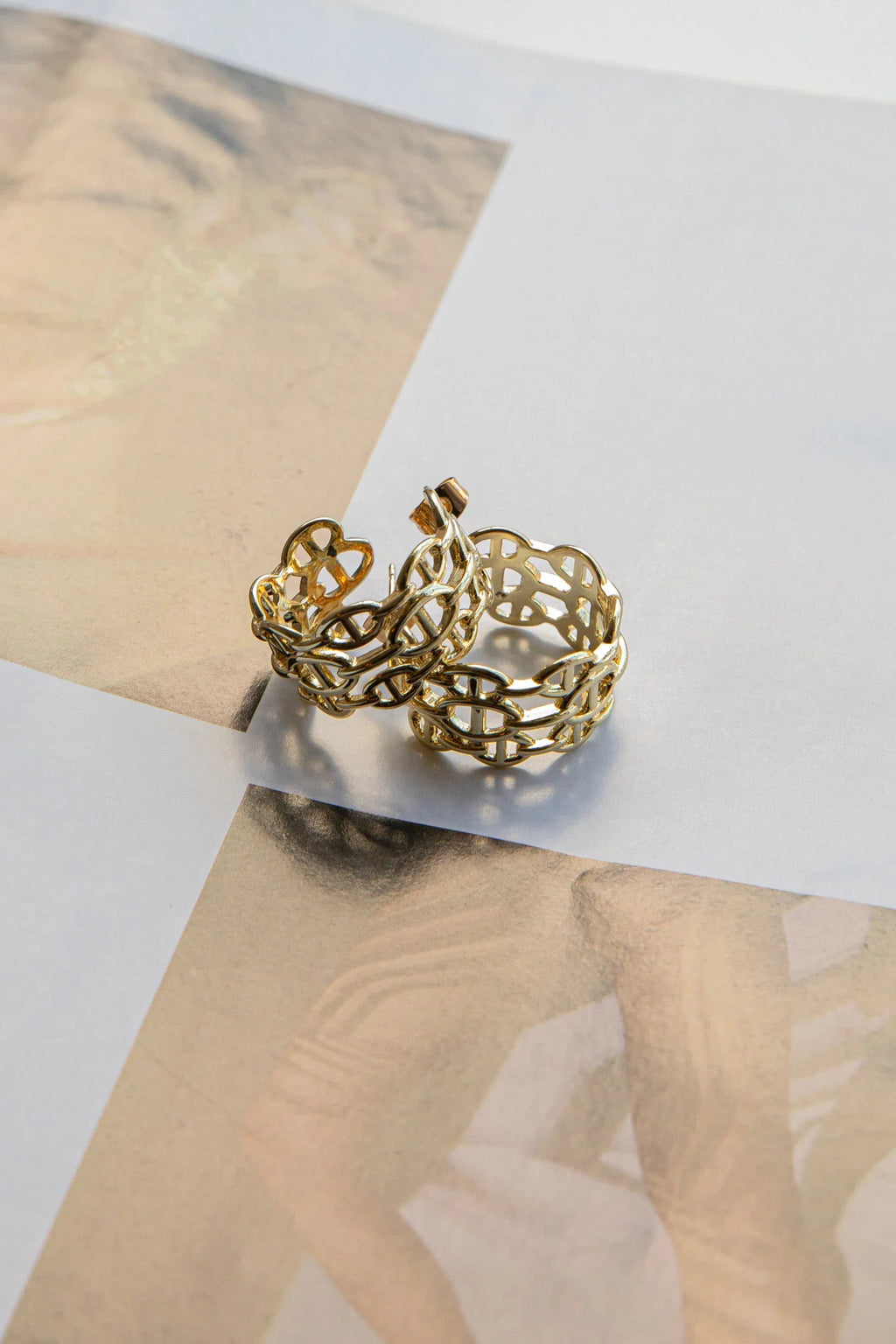 Georgiana Open Chain Hoop Earrings Gold