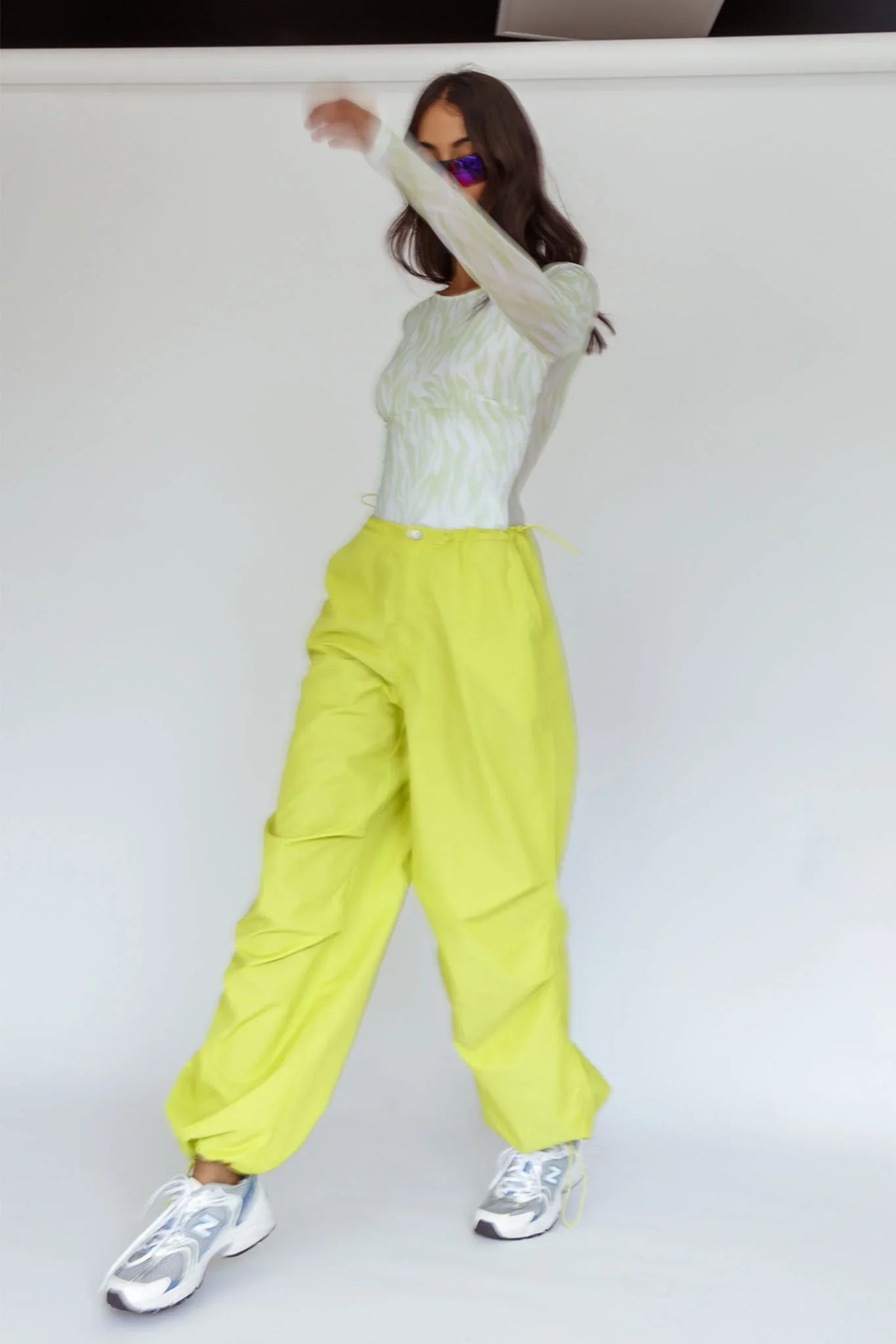 Break Dance Wide Leg Drawstring Pants Lime