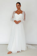 Fairytale Dream Sheer Sleeve Maxi Dress White