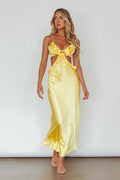 Stole My Heart Frill Trim Maxi Dress Yellow