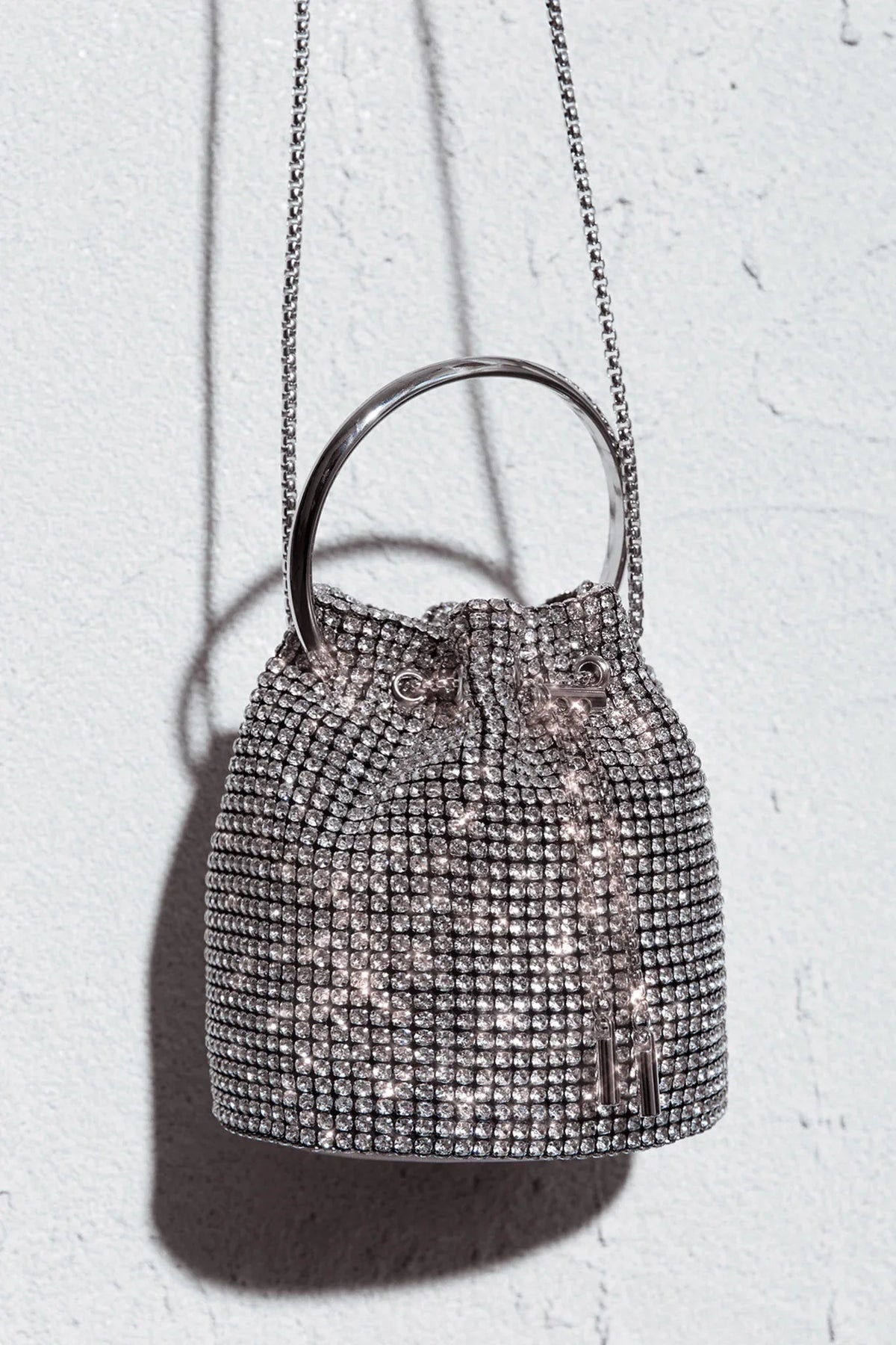 Fifth Avenue Diamante Bucket Bag Silver