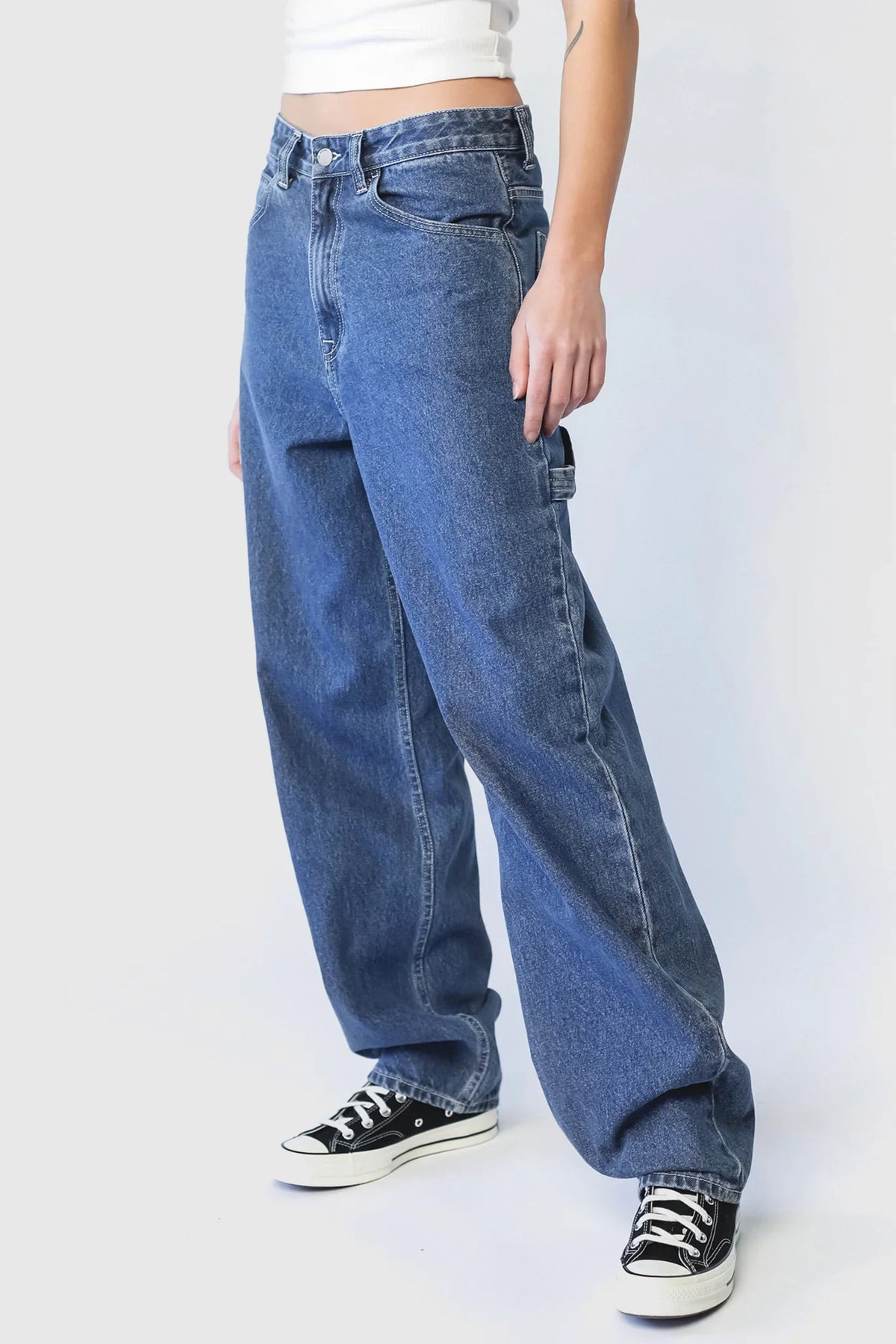 DR DENIM Faye Worker Pebble Mid Stone