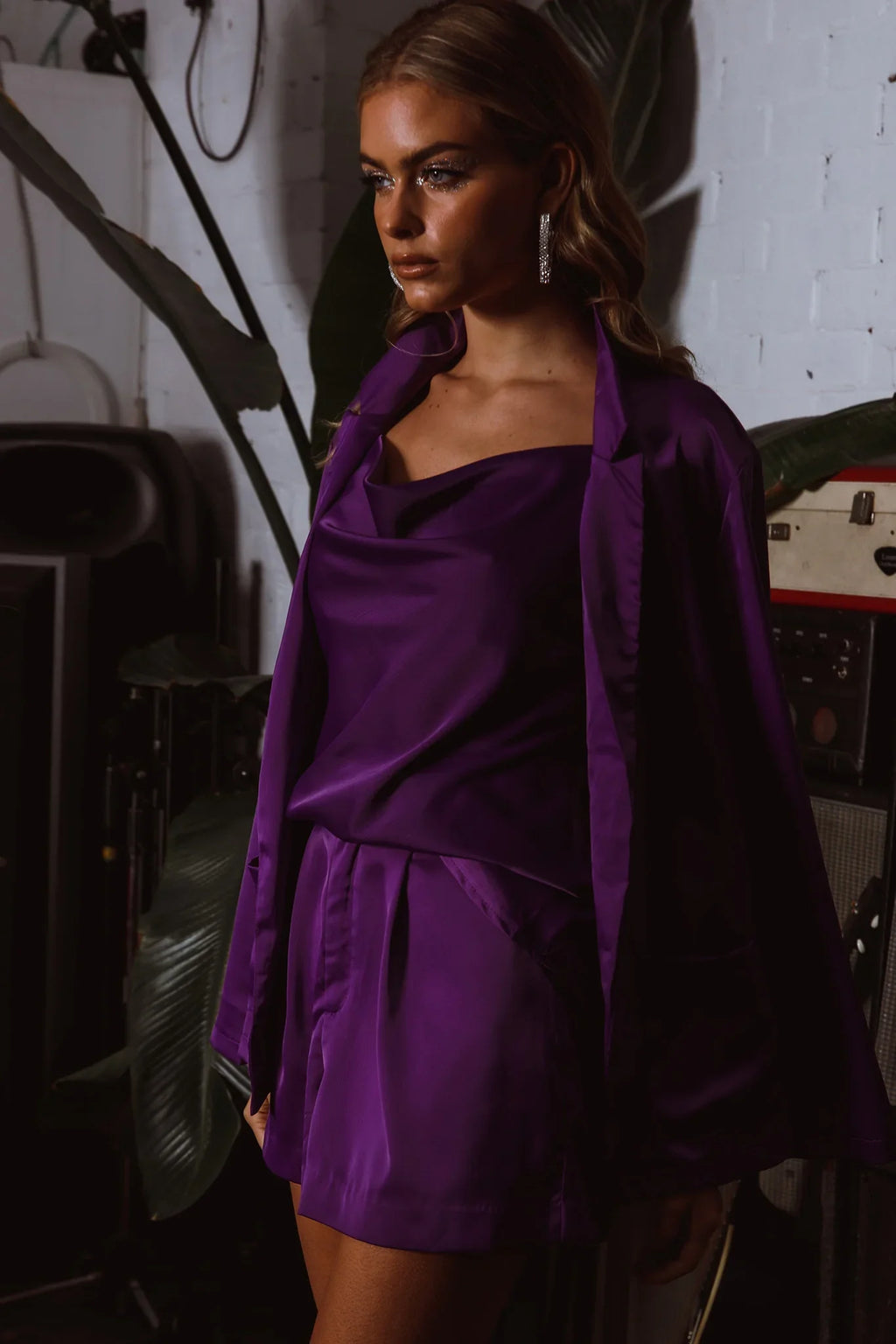 Jazmyn Satin Blazer Purple