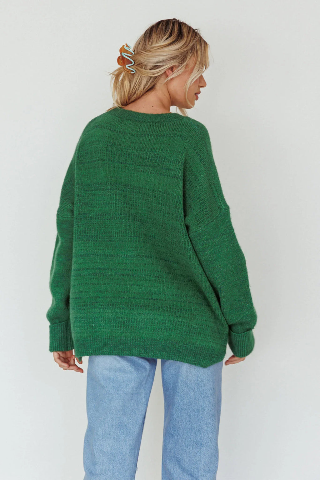 Kayce Dropped Shoulder Knit Sweater Green