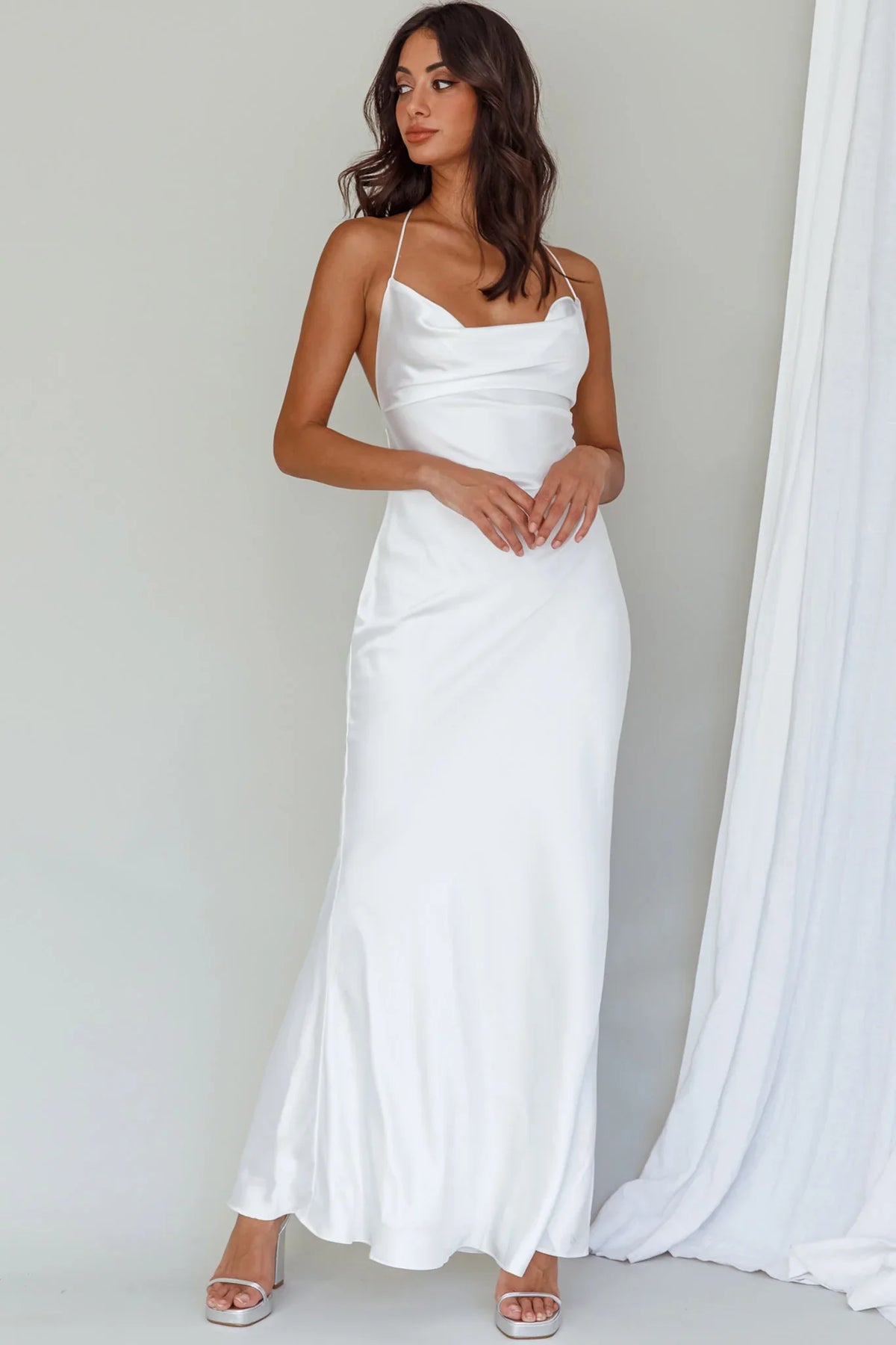 Palma Low Back Strappy Maxi Dress White