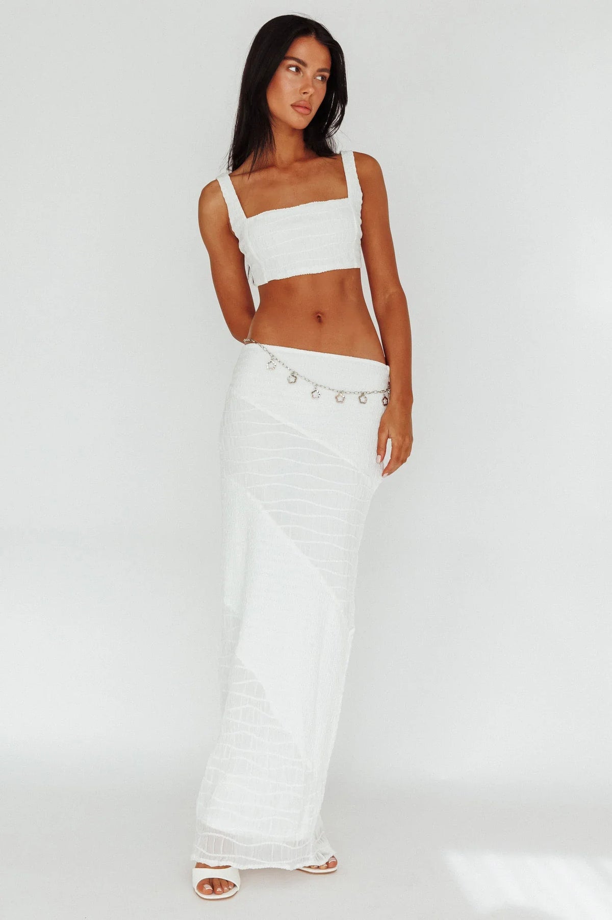 Bindi Puckered Crop Top White