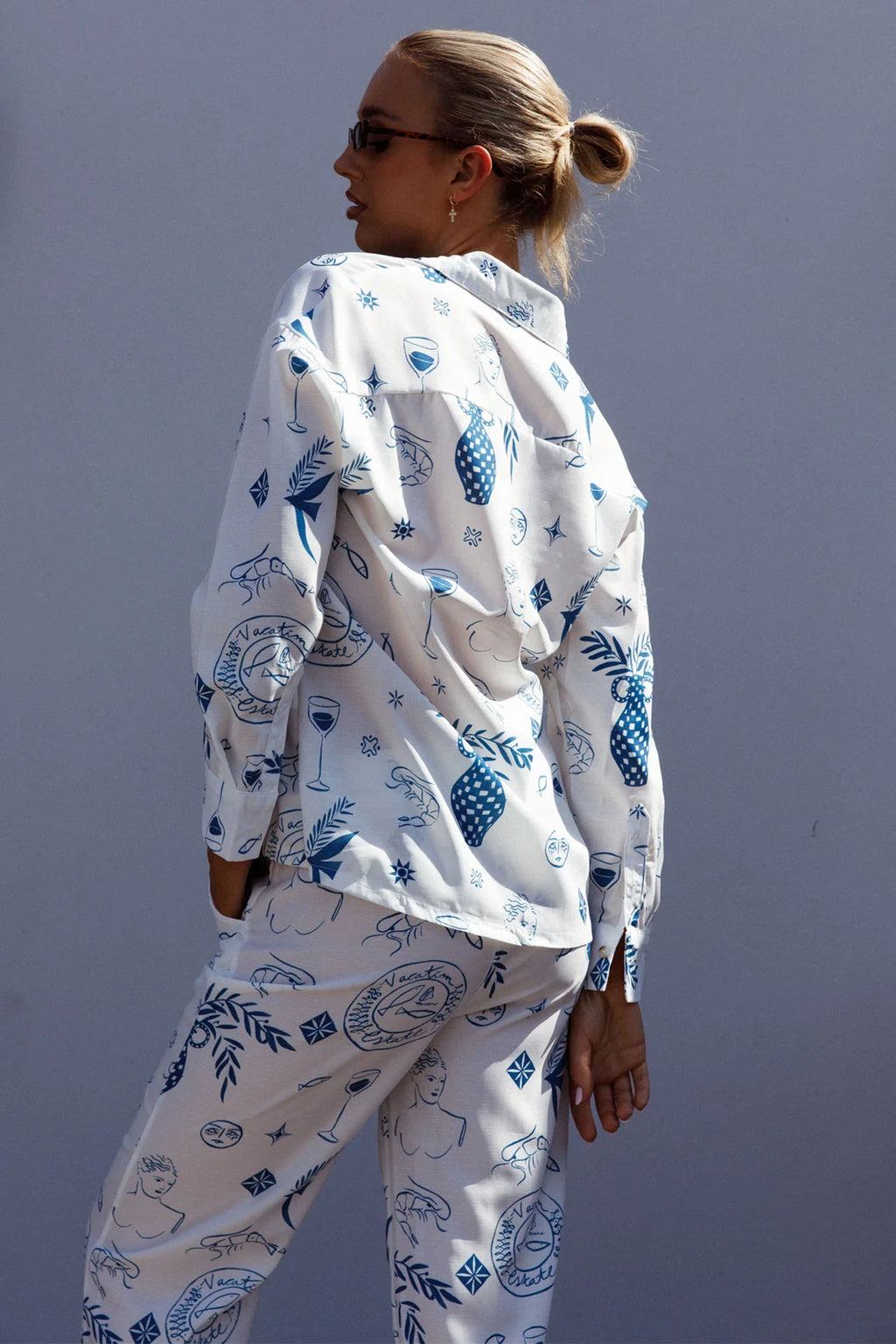 Weekend Bliss Long Sleeve Button Shirt White