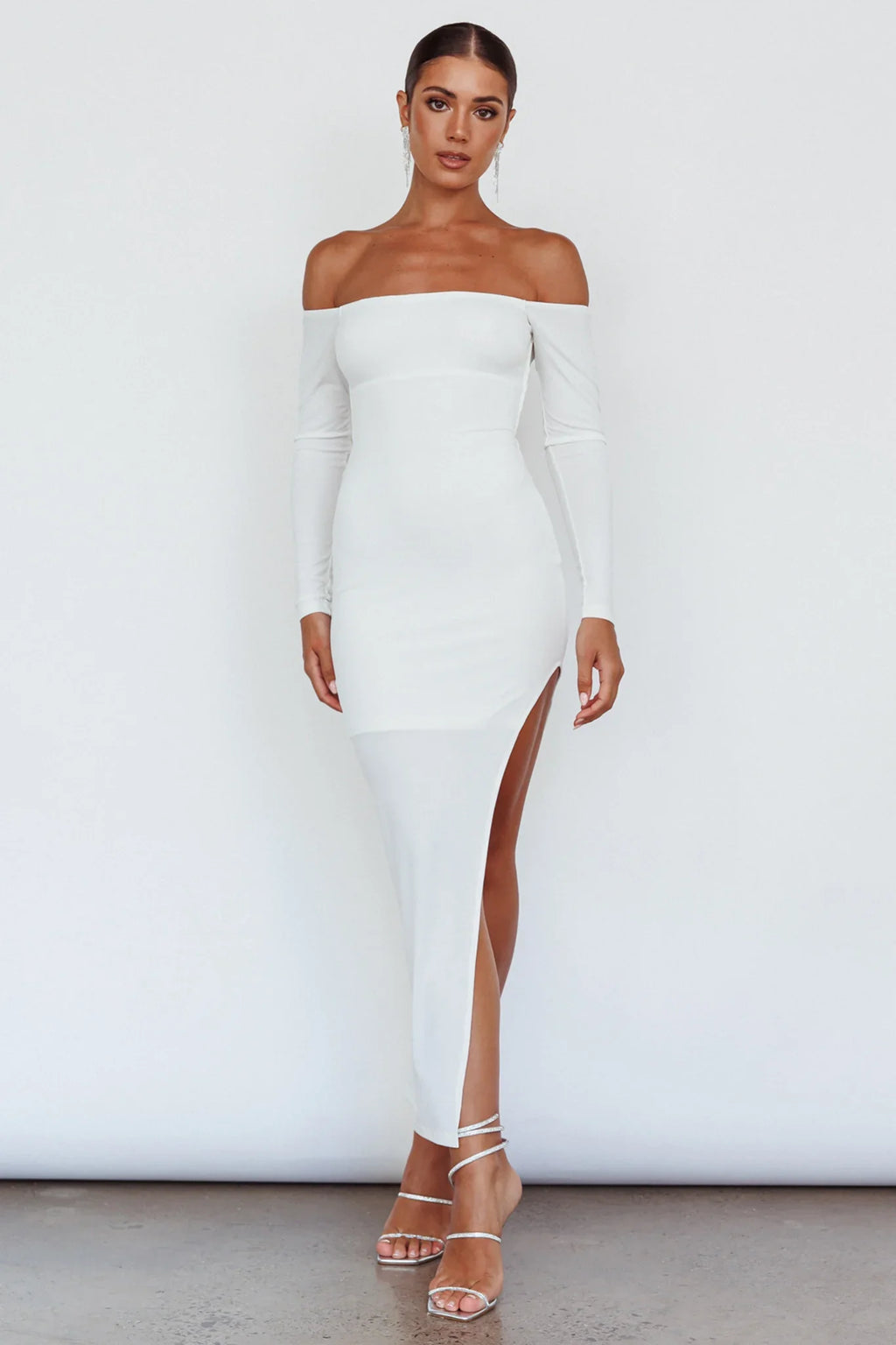 Sentimental Mood Off-Shoulder Midi Dress White