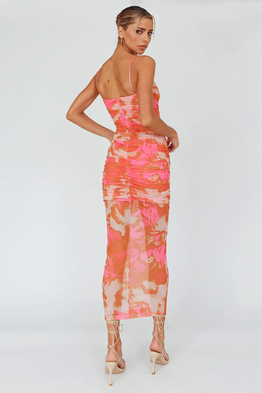 Logan Cami Strap Midi Dress Floral Pink