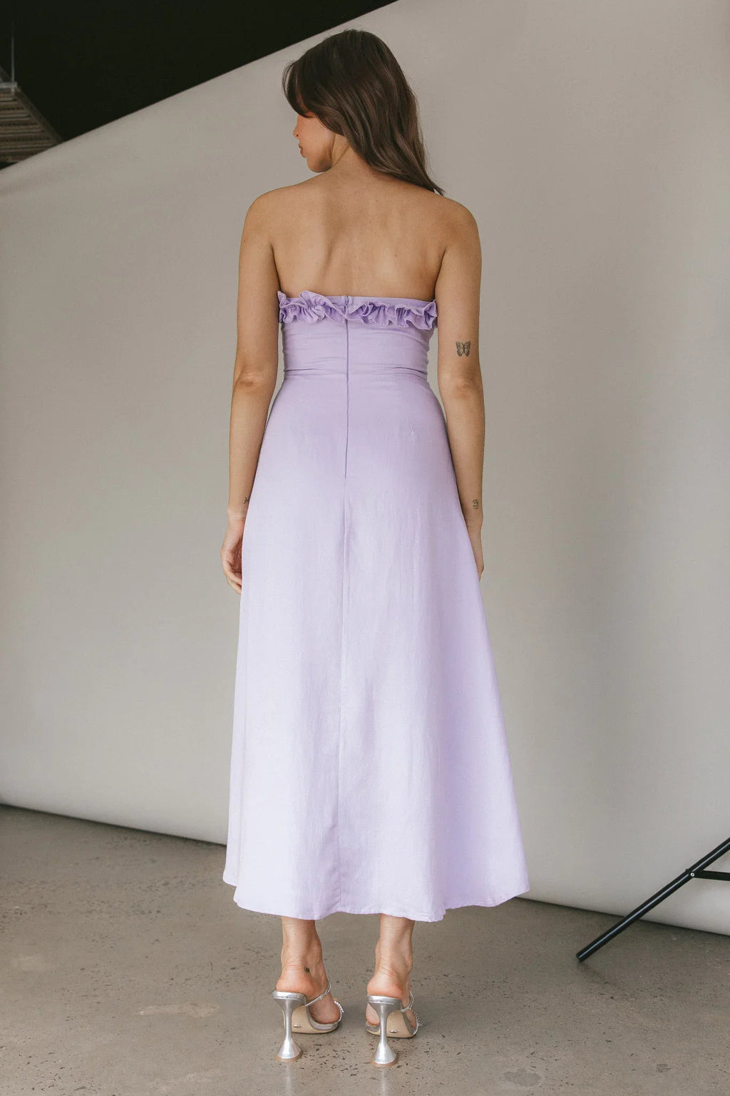 Under The Sun Tied Bust Midi Dress Lilac