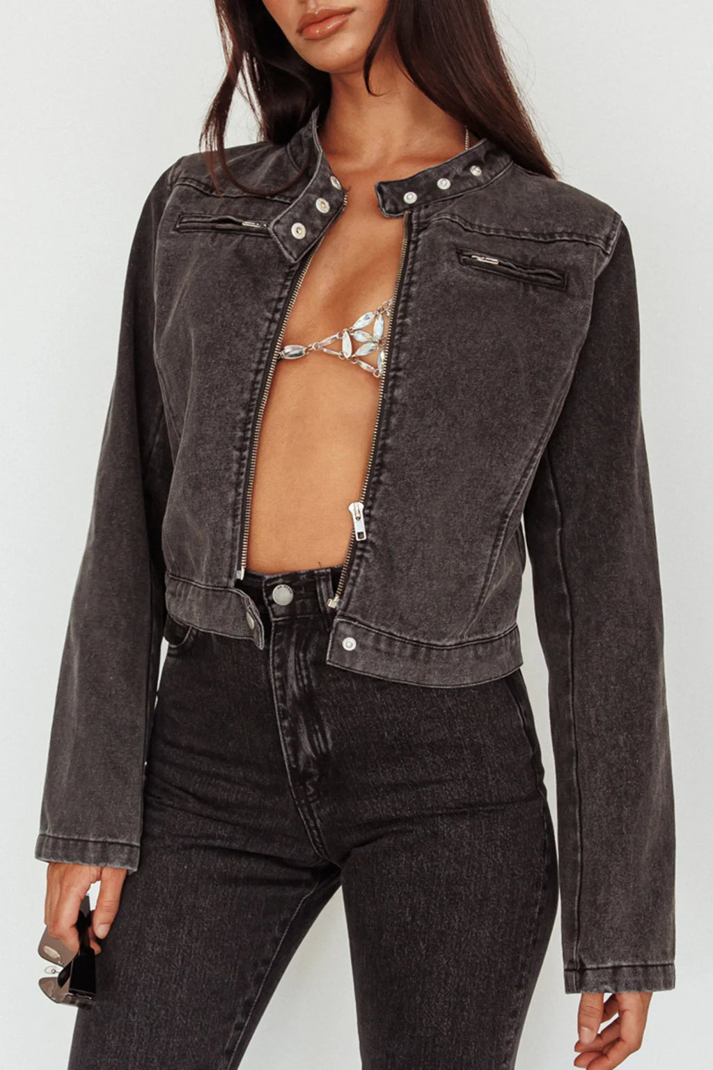 Girona Zipper Jacket Black Denim
