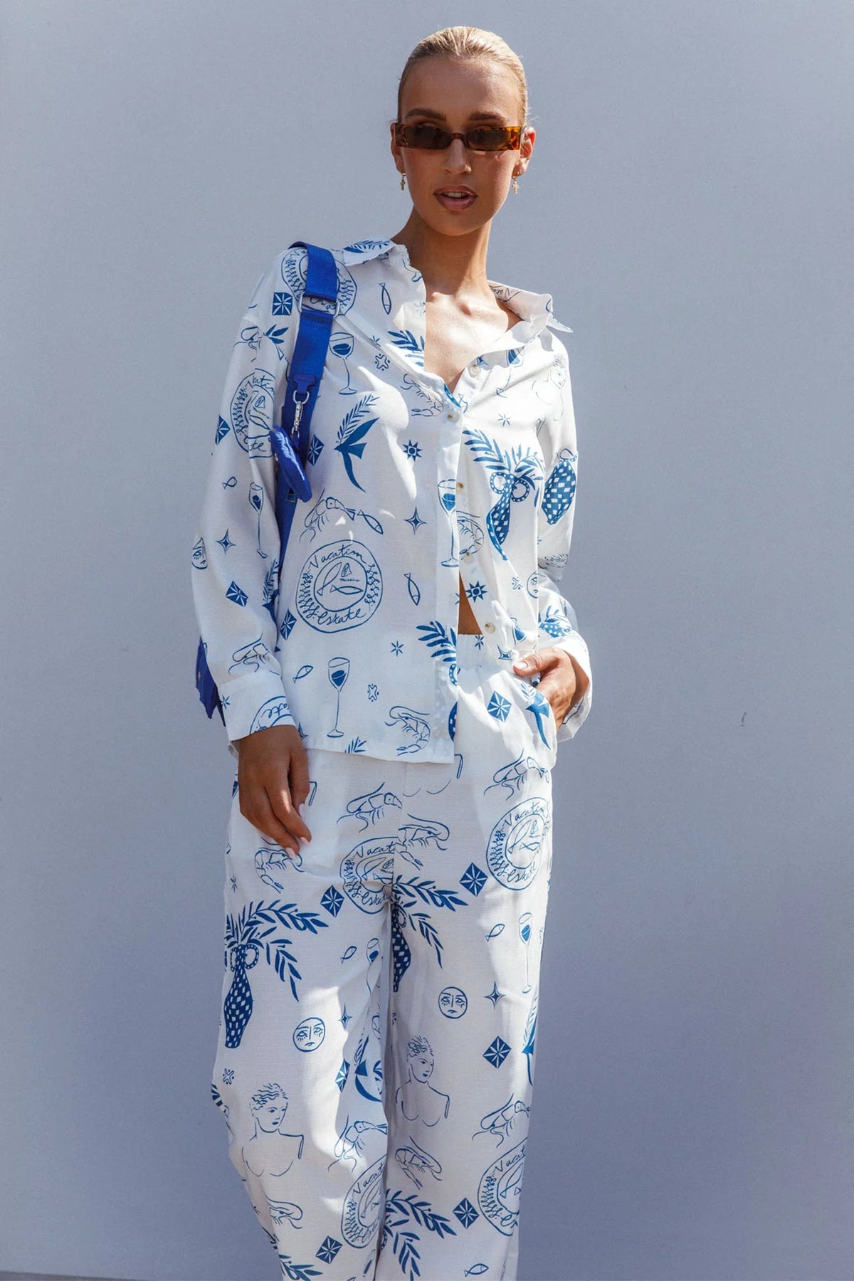 Weekend Bliss Long Sleeve Button Shirt White