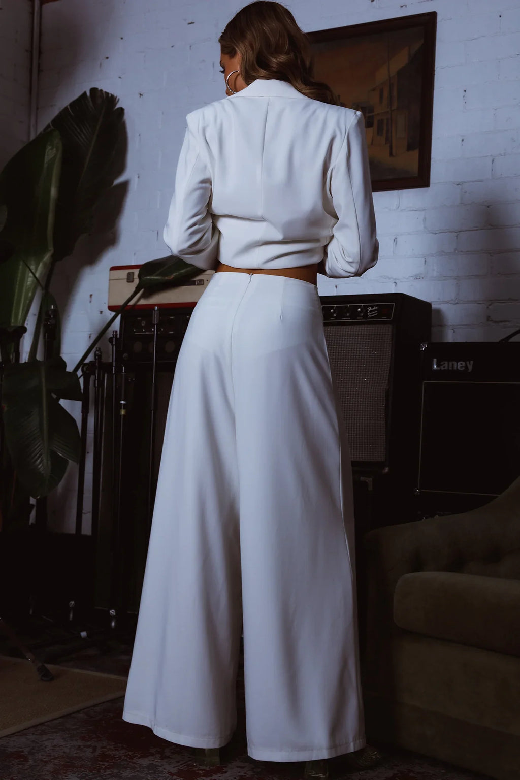 Vous Etes Belle Pleated Waist Pants White