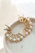 Liberty Semicircle Pearl Earrings Gold