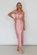 Honeybee Lace Trim Maxi Dress Blush