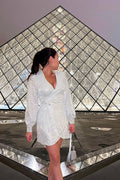 Ruma Faux Wrap Shirt Dress Sequin Silver