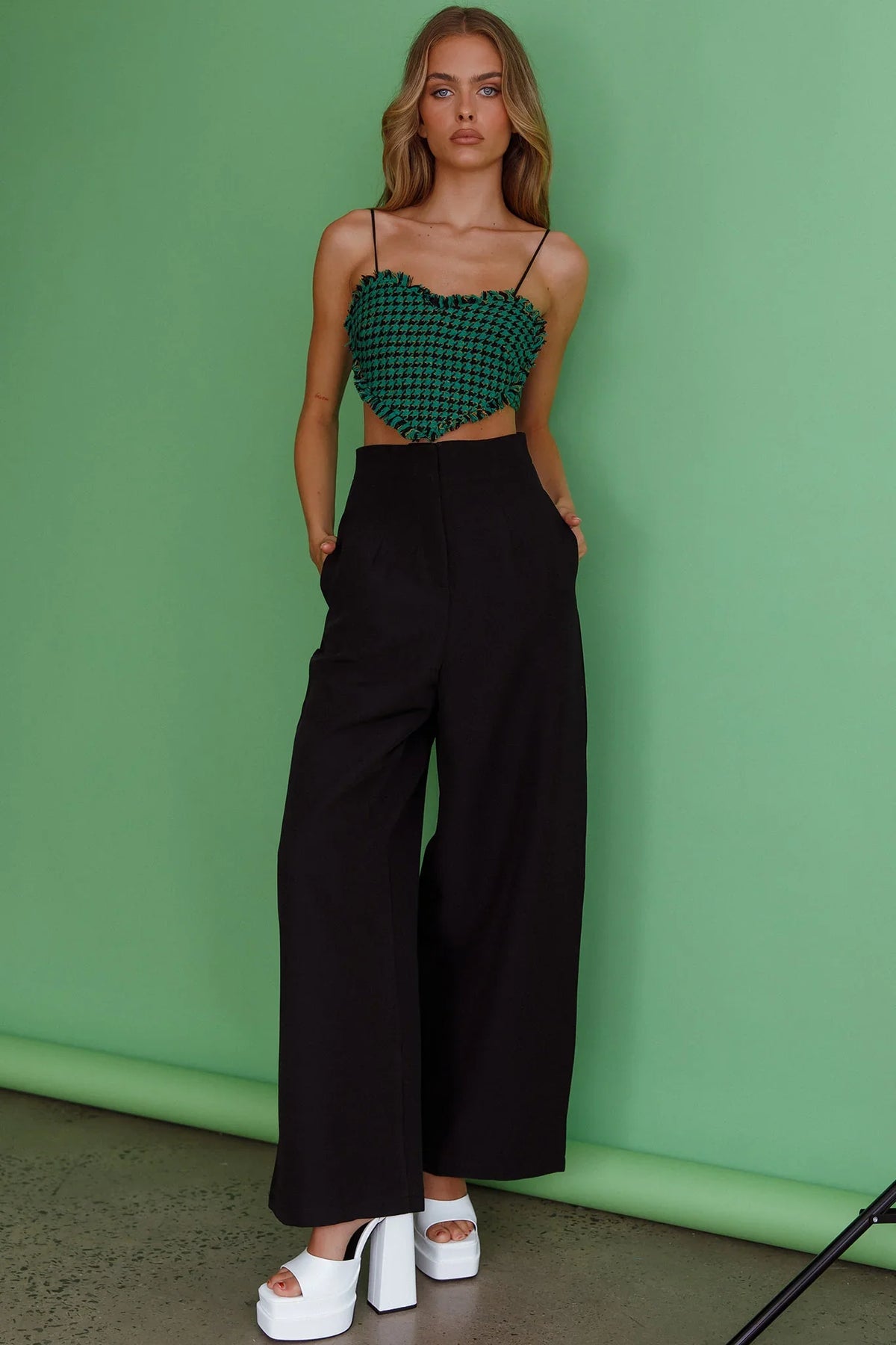 Starke High Waist Wide Leg Pants Black