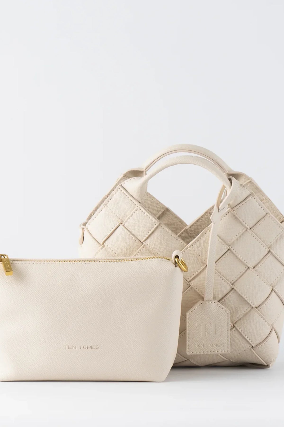 TEN TONES Clementine Woven Mini Tote Cream