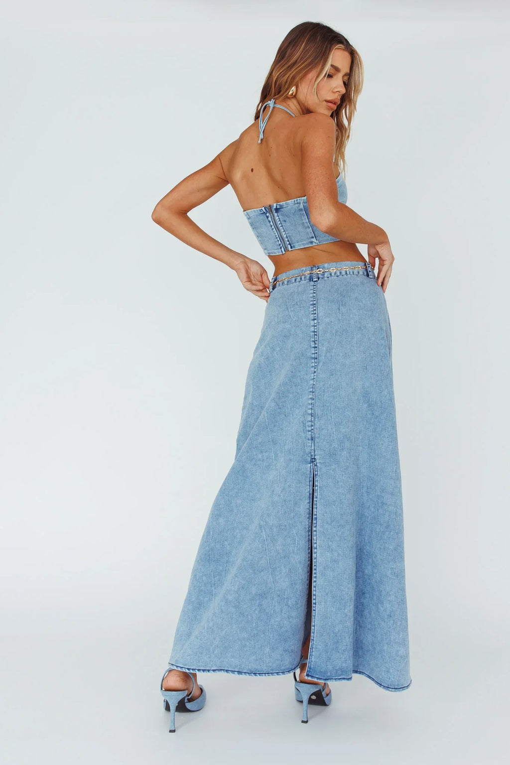 Romcom Maxi Skirt Denim Blue