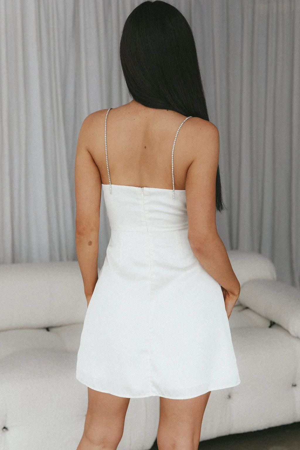 Insignia Twist Bust Diamante Mini Dress Cream