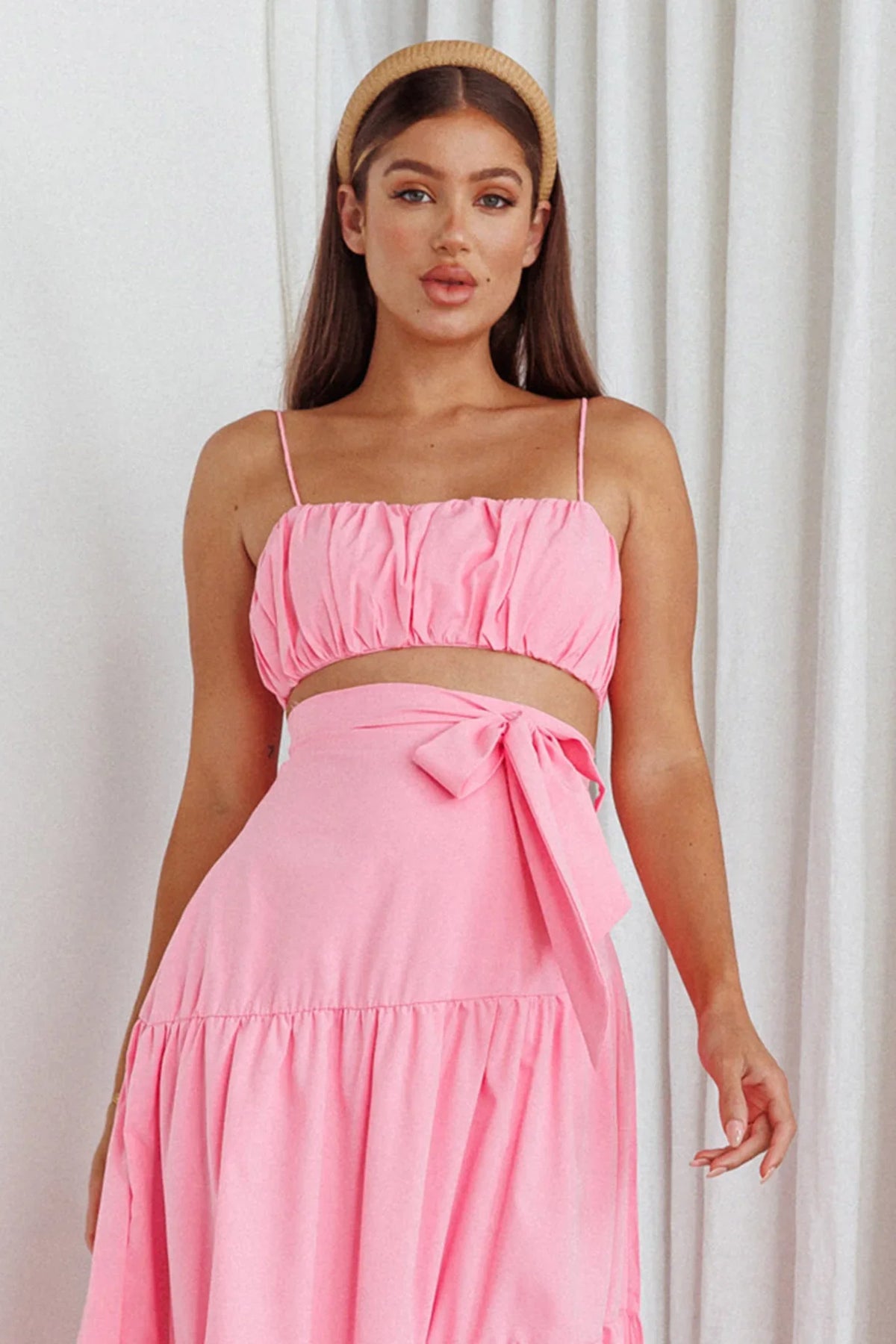 Bondi Gathered Crop Top Pink