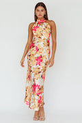 Shana Halterneck Maxi Dress Floral Pink