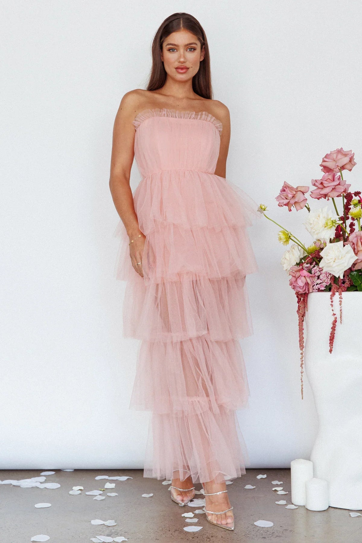 Written In The Stars Layered Tulle Maxi Dress Pink
