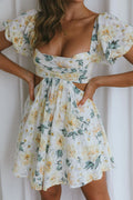 You're So Magic Cut-Out Mini Dress Floral Yellow