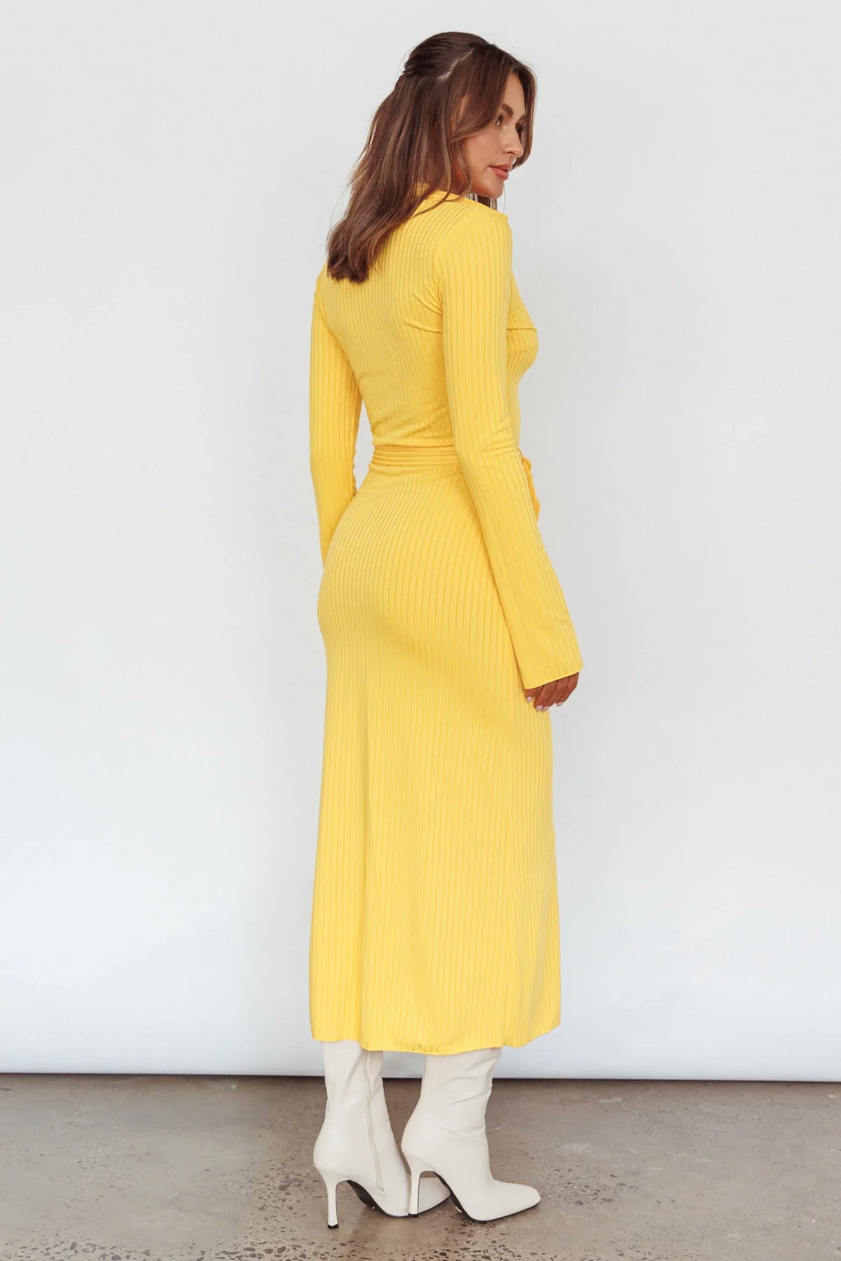 Eastcoast Collared Placket Midi Dress Yellow